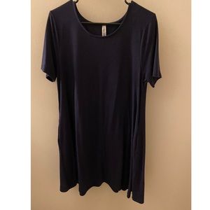 Navy short sleeve dress with pockets